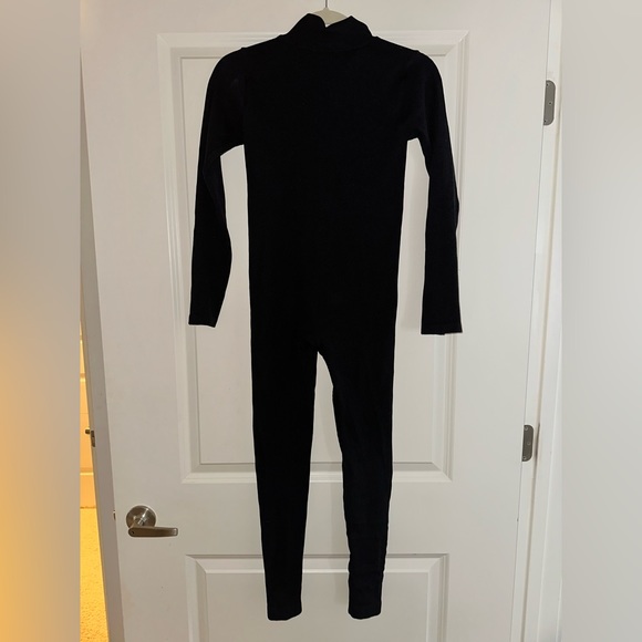 Black Structured Snatched Rib Zip Jumpsuit - Picture 6 of 6